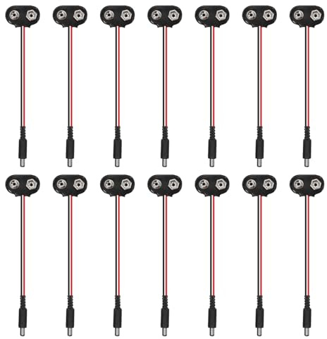 QUARKZMAN 15Pcs Connettore Cavo Maschio T Type 9 Volt A DC5521 Nero E Rosso