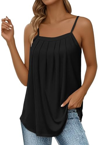 Sport tanktopp damer ledig lång, spaghettiremmar topp damer sommar, blustoppar ärmlös chiffong sexiga långtoppar stora storlekar linne eleganta sommartoppar Y2K sporttopp spagettiremmar