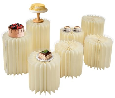 Lot de 7 supports de fleurs en papier pliables pour mariage et fête - 44 colonnes cylindriques avec PVC de 2 mm - Portable jusqu'à 30 kg - Décoration de table DIY pour mariages, anniversaires et fêtes