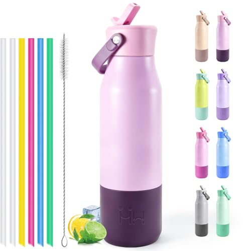 Motswedi Gourde Isotherme 900ml, Poignée de Transport, Bouteille Isotherme, Gourde Inox, Acier Inoxydable, Bouteille d'eau pour Sport, Voyage, Randonnée, Camping, Rose - Violet Foncé