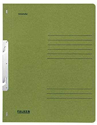 Original Falken 50er Pack Einhakhefter. Made in Germany. Aus Recycling-Karton mit ganzem Vorderdeckel und Behördenheftung für DIN A4 grün Hefter Sammelmappe Dokumentenmappe
