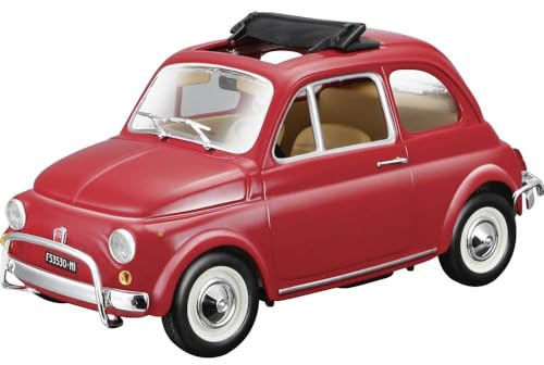 Bburago FIAT 500L (1968), rot, 19cm - Modellauto 1:24 Die-Cast Originalgetreues Sammlerauto Spielzeugauto mit beweglichen Türen, ab 3+ (18-22099)