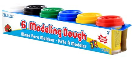 BAZIC Modeling Clay 6 Color, 2 Oz. Assorted Colors Light Dough Art Craft, Non Toxic Gift for Artist Kids Toddler Boys Girls (12oz/Pack), 1-Pack