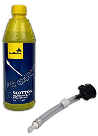 Scottoiler - Scottoil - Huile pour chaîne, lubrification moto, 500ml Bleu avec tube de remplissage