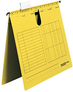 Original Falken 25er Pack Hängehefter UniReg. Made in Germany. Kaufmännische Heftung, aus Recycling-Karton für DIN A4 gelb Blauer Engel ideal für die lose Blatt-Ablage im Büro und der Behörde