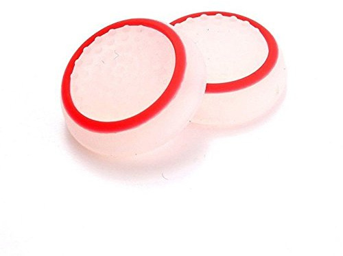 Silikon-Daumengriffkappe, Joystick-Thumbstick-Kappen für PS4, Xbox One, PS3, Xbox 360, PS2, Game-Controller, Weiß / Rot