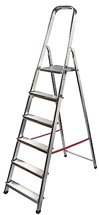 Escalera Doméstica, Escalera Plegable Doméstica, 6 Peldaños, Escalera Profesional, Escaleras de Aluminio, Escaleras Plegables Aluminio, Altura 2,94 Metros y Soporta 150kg