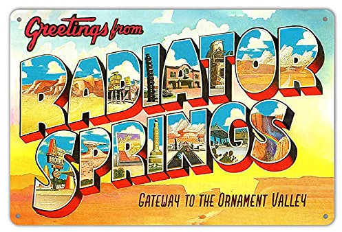 Wisesign 8X12 Inches Radiator Springs Twine - Metal Wall Decor Tin Sign Plaque Art Inspirational