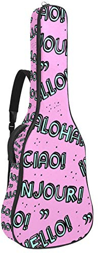 Gitarrentasche mit Reißverschluss, wasserdicht, weich, für Bassgitarre, Akustik- und klassische Folk-Gitarre, verschiedene Sprachen, Pink