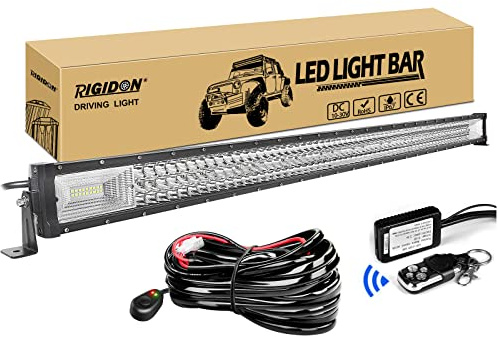 RIGIDON led lichtleiste kfz mit 12v kabelbaum kit, 50 Zoll 127cm 648W | 6000K weiß, wasserdichte, offroad beleuchtung, light bar, scheinwerfer, für LKW SUV ATV 4x4 auto Pickup fahrzeuge wohnwagen