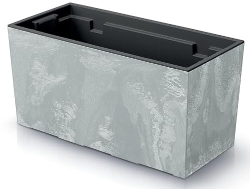R.G. Blumenkasten Blumentopf Balkonkasten Pflanzkasten Beton Optik Blumenkübel Urbi Effect mit Pflanzeinsatz (400 Beton)