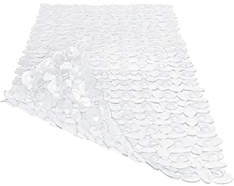 WELTRXE Duschmatte, Antirutschmatte aus Kunststoff für Kinder und Familie Dusche, rutschfeste Badewannenmatte mit Hunderte Saugnäpfen, Rechteckig Duscheinlage PVC 88 x 40 cm Transparent