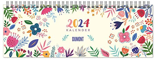 Tischquerkalender Blumenwiese 2024 – hübsches Blumendesign – 29,7 x 10,5 cm – Spiralbindung – mit viel Platz für Einträge