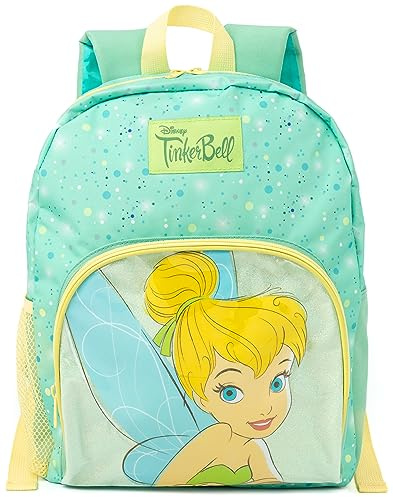 Disney Tinker Bell Mochila para niñas | Encantadora mochila verde con purpurina | correas ajustables para mayor comodidad personalizada | Compartimentos espaciosos para todas tus necesidades