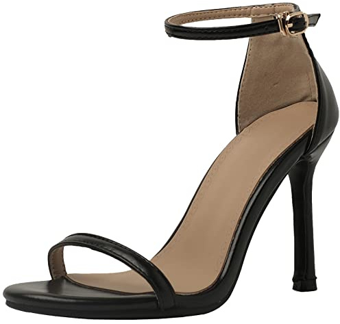 StyliShoes Donna cinturino alla caviglia Abito scarpe tacco sandali con punta aperta e tacco a spillo, Nero , 36 EU