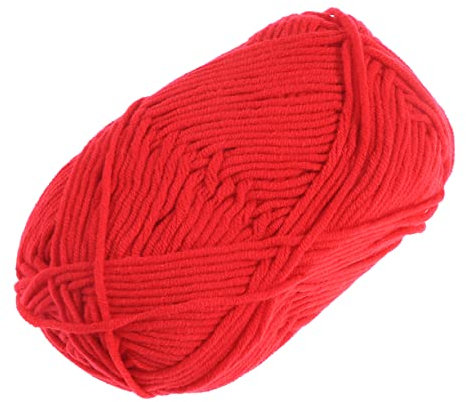 Warmhm 5-ply Milk Cotton Yarn Knitting Yarn for Crochet and Hand Knitting 50g Red Soft Cotton for Sweaters Hats Scarves DIY Accessories for Winter Wear