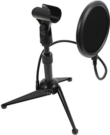RAKUTE 1 Set Clip Portable Slip Non-Mic Studio Verstellbare Füße Praktisches Mikrofon zur Befestigung von Podcasts Net Screen Kit mit Online-Filter Meeting Shield Recording Wind Asmr Ständer Schwarz S