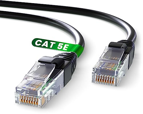 Mr. Tronic Câble Ethernet 5m, Reseau LAN Cat 5E Haut Debit Pour une Connexion Internet Rapide & Fiable | Câble Ethernet AWG24, Cat5E RJ45 UTP CCA 1 Gbps (5 Mètres, Noir)