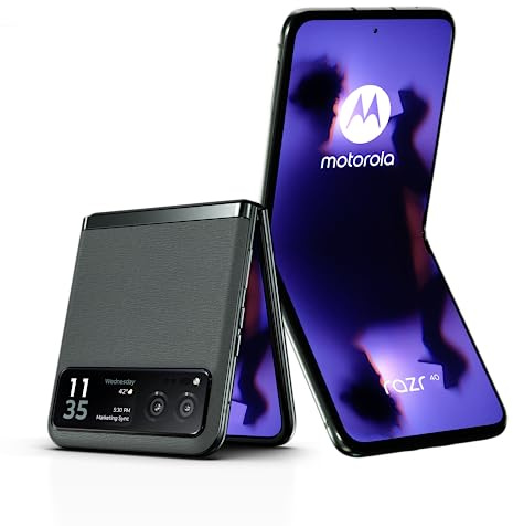 Motorola razr40 (Flip-Phone, 6,9/1,5-FHD+-Display, 64-MP-Kamera, 8/256 GB, 4200 mAh, Android 13) Sage Green, inkl. Schutzcover + KFZ-Adapter [Exklusiv bei Amazon]