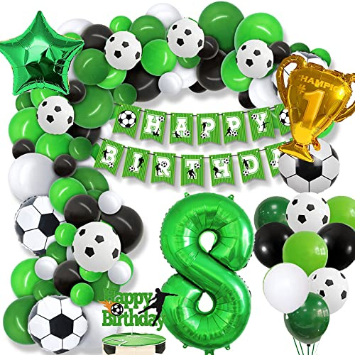 Goldnice 79PCS Football Green Birthday Balloon Arch Kit with Soccer Foil Balloon for 8th Boys Kids Football Fans Birthday Party Supplies