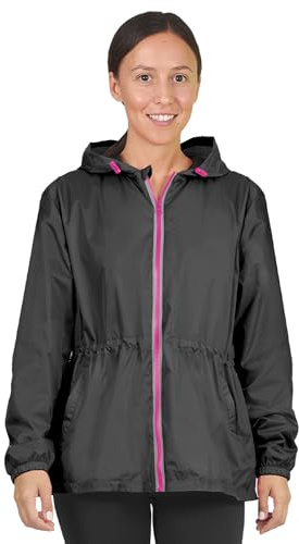 PERLETTI Giacca Impermeabile Donna Antivento Leggera - Giacca a Vento Pioggia Sportivo con Cappuccio - Trench Impermeabile Ragazza Antipioggia Corsa Outdoor
