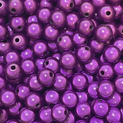 THAYLA 60/100/200/300/600 Stück 4–30 mm Magic Pearls Original, 3D-Illusion reflektierende Magic Perlen, Wunderperlen, Acrylperlen für die Armbänder Schmuckherstellung(lila, 10mm 100Stk)
