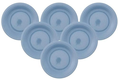 Villeroy & Boch like. by Color Loop Horizon - Set di 6 piatti fondi, ø 23,1 cm, motivo scanalato, in porcellana di alta qualità, colore: Blu