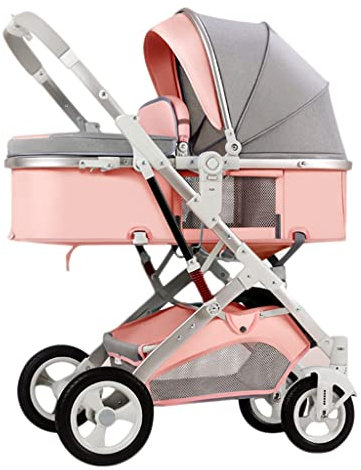 Kinderwagen, Hochsicht-Kinderwagen, Zwei-Wege-Kinderwagenwagen, Kinderwagen für Säuglinge und Kleinkinder, Leichter Kinderwagen für Neugeborene, ideal für 0–36 Monate (Farbe: Rosa)