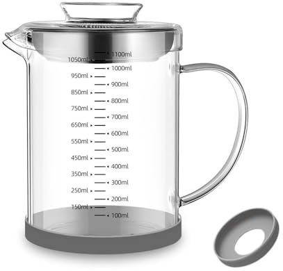 HUMAJORY Olla Coladora de Aceite, Recipiente de Aceite de Vidrio con Colador, Escurridor de Grasa de Tocino o Ghee de Cocina, for Almacenar, Freír y Cocinar Grasa