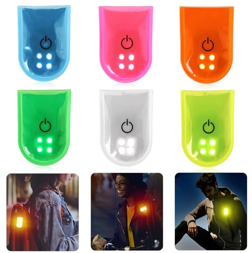 GAOUTO Lot de 6 lampes LED à clip pour enfants, 2 modes, 4 réflecteurs LED, lampe de sécurité pour enfants, bande réfléchissante LED à clip pour sac d'école, sac à dos de sécurité pour enfants, sac de