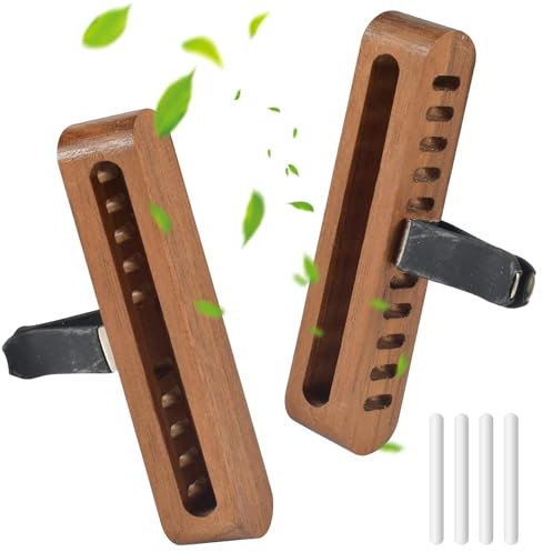 2 Stück Auto Diffusor Holz,Auto Lufterfrischer, Auto Aromatherapie Ätherisches Öl Diffusor, Auto Parfüm Diffusor mit 4 Stück Nachfüllauflagen,Auto Duft Holz,Auto Vent Diffusor,Ohne Öl