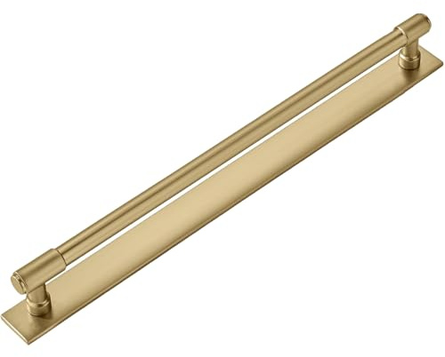 khtumeware 5 Pack 12 Inch(305 mm) Center to Center Champagne Bronze Cabinet Pull Backplate with Base Plate Zinc Solid Satin Brass Kitchen Cabinet Handles Drawer Pulls Cabinet Hardware