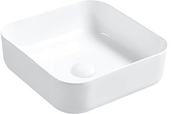 CUISGOR Lavandino da Bagno a Incasso Lavabo da Bagno Lavabo in Ceramica Bianca Stile Nordico Piccolo Appartamento Mini lavabo Quadrato Arrotondato sopra appoggio Lavandini da Bagno