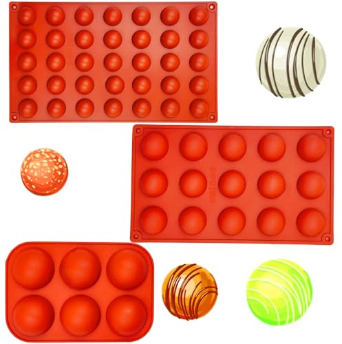 3 Pièces Moule Demi Sphere, Moules En Silicone Ronds 6 15 35 Cavités Moule Sphere Moule En Silicone, Pour Chocolat Gâteau Gelée Mousse De Dôme