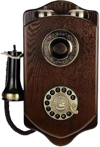 Teléfonos fijos Retro con Cable, teléfono Vintage montado en la Pared, con dial Giratorio Vintage y Campana de Metal clásica, diseño de Auricular con micrófono Antiguo, para Hotel en casa