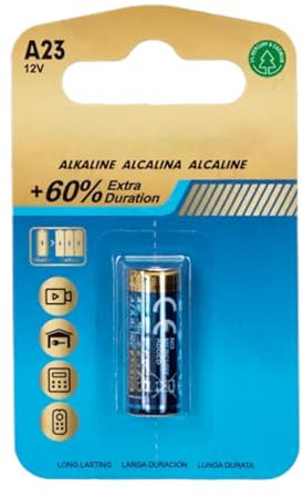 Pila alcalina 23A, 12V, Unidad; Ideal para Dispositivos electrónicos como mandos a Distancia y Juguetes.