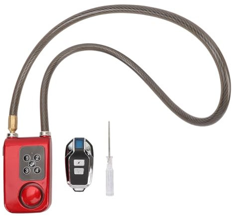 Fahrradschloss-Alarm mit Fernbedienung, Fahrrad-Diebstahl-Vibrationsalarm mit 32-Zoll-Kabel, IP44 Wasserdichtes Fahrrad-Alarmschloss für Fahrrad, Motorrad, mit LED-Anzeige