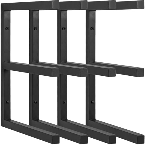 AKOZLIN 3-nivåer trähylla väggmonterad, kraftig metall, 4 stycken