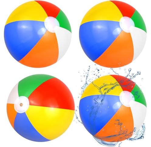 PEAKTOP 4PCS Coloré Ballons d'eau Gonflables, 50cm Ballon Piscine Gonflable (33cm Une Fois Gonflé), Enfants Souple Ballon Gonflable Plage pour Piscines Plage