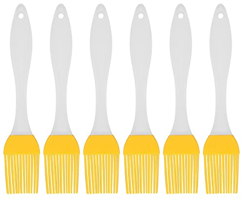 6Pcs Oil Brushes Heat Resistant Food Grade Silicone BBQ Brush Barbecue Baking Yellow Kitchen Gadget 6.7in