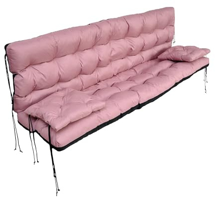 nana shop Cuscino Impermeabile per Dondolo da Giardino 160 x 105 x 8 cm con Cuscini Decorativi 40 x 40 cm in Poliestere Rosa
