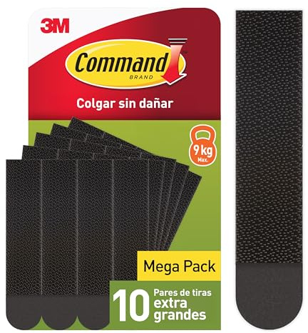 Command Strisce Adesive Appendiquadri Grandi, Taglia XL - 10 Paia (20 Strisce) Nere - Appendi Quadri e Cornici senza Chiodi, Rimovibili senza Residui, Tenuta fino a 9 kg