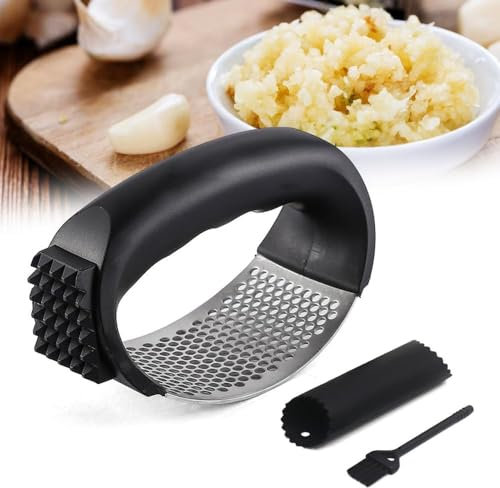 2025 Garlic Crusher Stainless Steel Garlic Crusher, Home Kitchen Utensils Portable Manual Garlic Crusher, Home & Kitchen Garlic Press (1, Black)