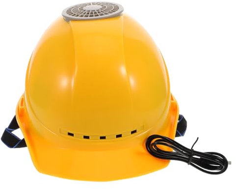 HEALSOPTHY Elmetto Di Sicurezza Con Ventilatore Usb Per Raffreddamento Caschetto Antinfortunistico Ventilato e Protettivo Per Lavori Estivi e Attività All Aperto Colore Giallo