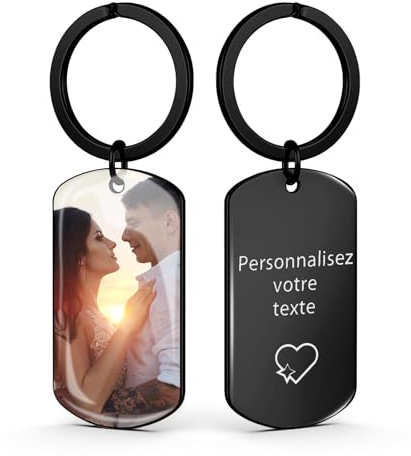 AAQ Porte clef personnalisable - porte-clés personnalisables photo, personnalisable recto verso texte porte cle photo, cadeau personnalisé pour femme homme famille