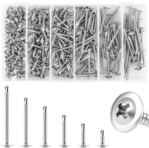 230 Stück Selbstschneidende Schrauben Set, Edelstahl 410 Blechschrauben Selbstschneidend M4.2 Bohrschrauben Selbstbohrende Schrauben Für Stahl - 50mm/38mm/32mm/25mm/19mm/13mm