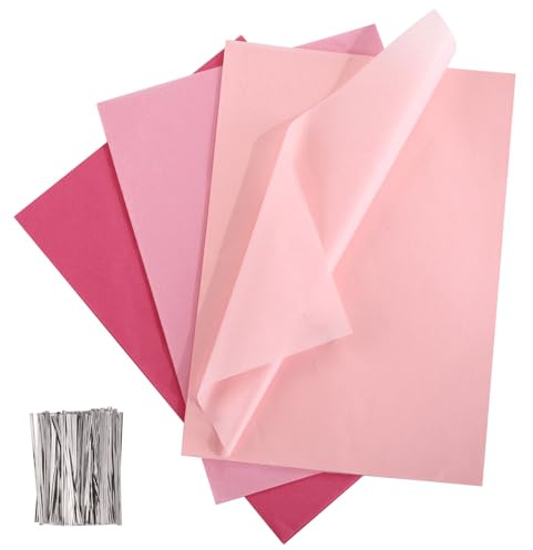 Kesote Seidenpapier 300 Origami Papier 24 x 17 cm Transparentpapier Rosa Bastelpapier Pompoms Basteln 3 Farbe Faltpapier Hochzeit Deko Buntpapier Weihnachten
