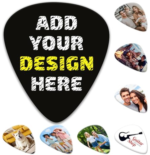 Custom Guitar Picks 6 Pack – Personalized Guitar Picks with Double-Sided Photo & Text, Guitar Accessories Plectrum Set for Electric Guitar, Bass & Ukulele (0.71mm)
