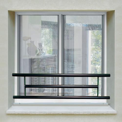 Barre d’appui 3 lisses pour fenêtre 110 cm (cote tableau) – Acier rond d40 mm – Prépeinte noir – Fixation par Scellement