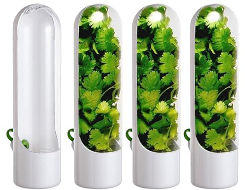 Lot De 4 Conservateur Pour D'Herbes Aromatiques Fraîchement Coupées, Conserve D'herbes Fraîches, Boîte De Conservation D'Herbes, Conserve D'asperges Pour Réfrigérateur, Garde Les Herbes Fraîches